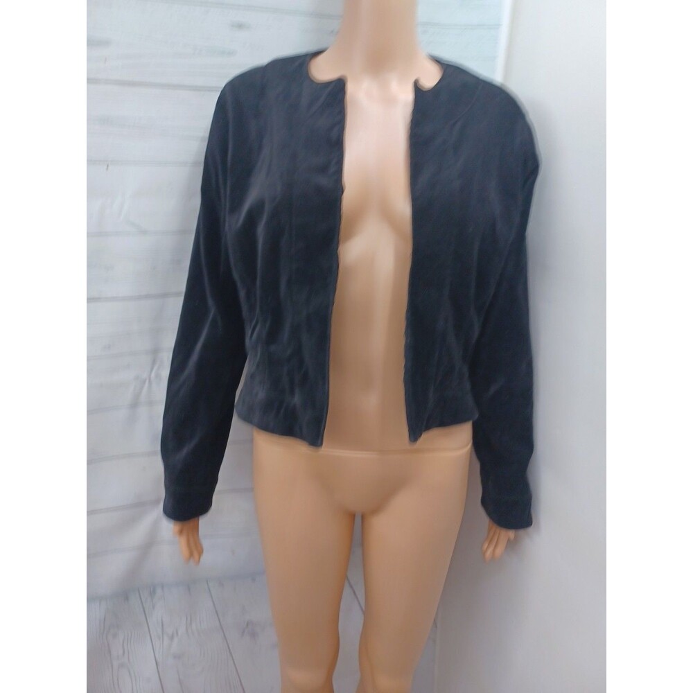 Vtg Chicos Velvet Open Cardigan Jacket Sz 1 Womens Classic Academia Lined
